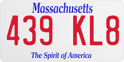 MA license plate 439KL8