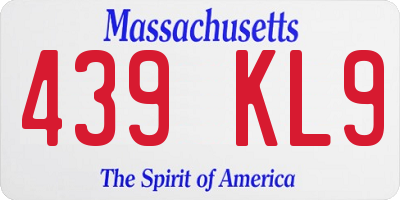 MA license plate 439KL9