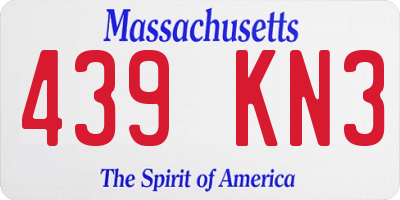 MA license plate 439KN3