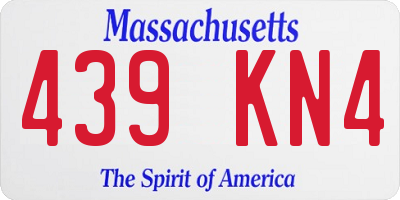 MA license plate 439KN4