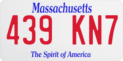 MA license plate 439KN7