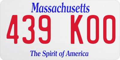 MA license plate 439KO0