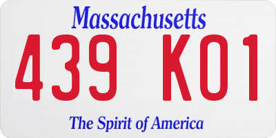 MA license plate 439KO1