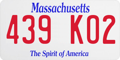 MA license plate 439KO2