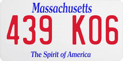 MA license plate 439KO6