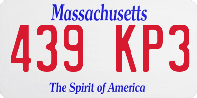 MA license plate 439KP3