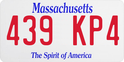 MA license plate 439KP4