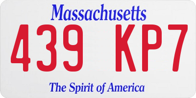 MA license plate 439KP7