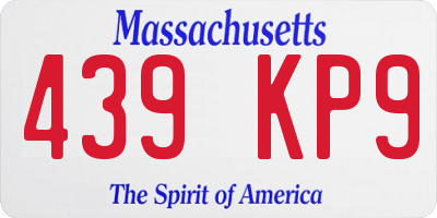MA license plate 439KP9