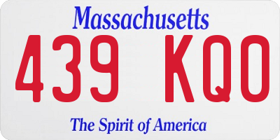 MA license plate 439KQ0