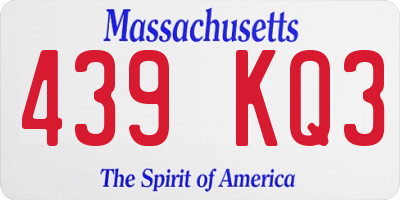 MA license plate 439KQ3