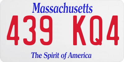 MA license plate 439KQ4