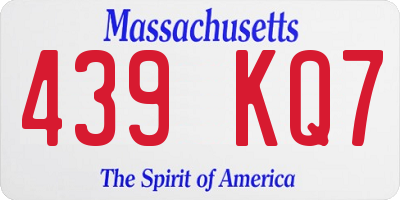 MA license plate 439KQ7