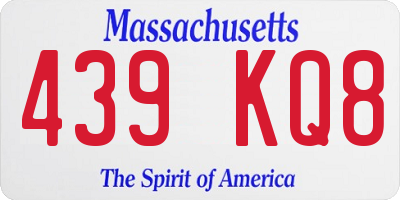 MA license plate 439KQ8