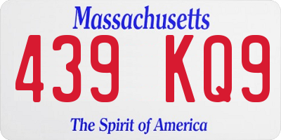 MA license plate 439KQ9
