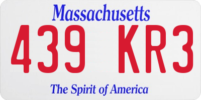 MA license plate 439KR3