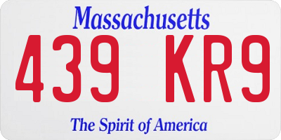 MA license plate 439KR9