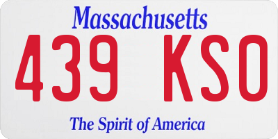 MA license plate 439KS0