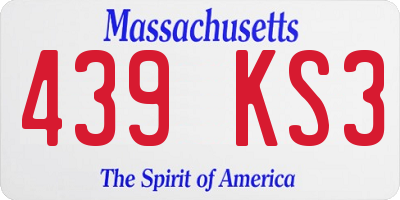 MA license plate 439KS3