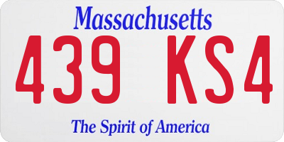 MA license plate 439KS4
