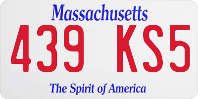 MA license plate 439KS5
