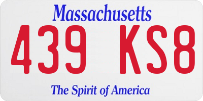 MA license plate 439KS8