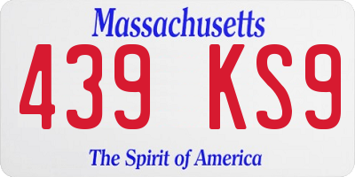 MA license plate 439KS9