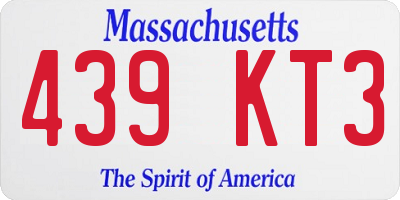 MA license plate 439KT3