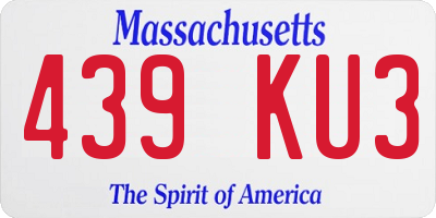 MA license plate 439KU3