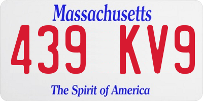 MA license plate 439KV9