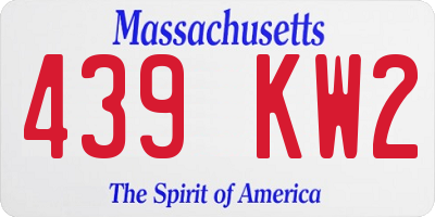 MA license plate 439KW2