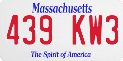 MA license plate 439KW3
