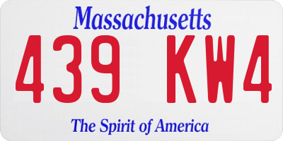 MA license plate 439KW4