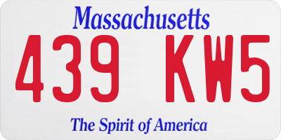 MA license plate 439KW5