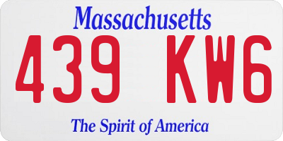 MA license plate 439KW6