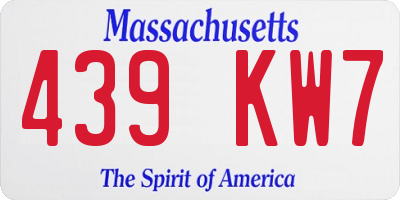 MA license plate 439KW7