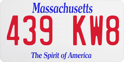 MA license plate 439KW8
