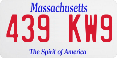 MA license plate 439KW9