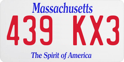 MA license plate 439KX3
