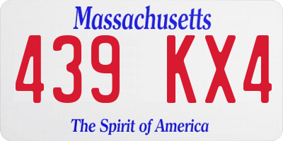 MA license plate 439KX4