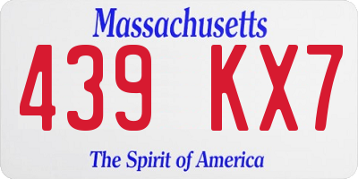 MA license plate 439KX7
