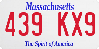 MA license plate 439KX9