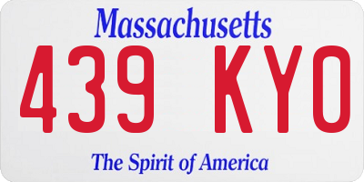 MA license plate 439KY0