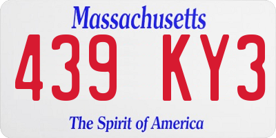 MA license plate 439KY3