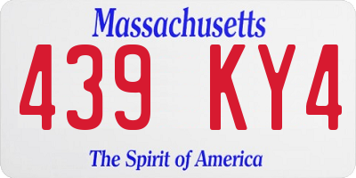 MA license plate 439KY4