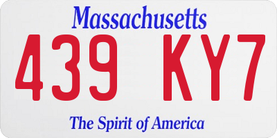 MA license plate 439KY7