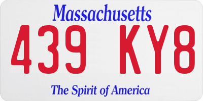 MA license plate 439KY8