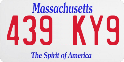 MA license plate 439KY9