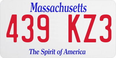 MA license plate 439KZ3