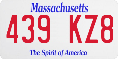 MA license plate 439KZ8